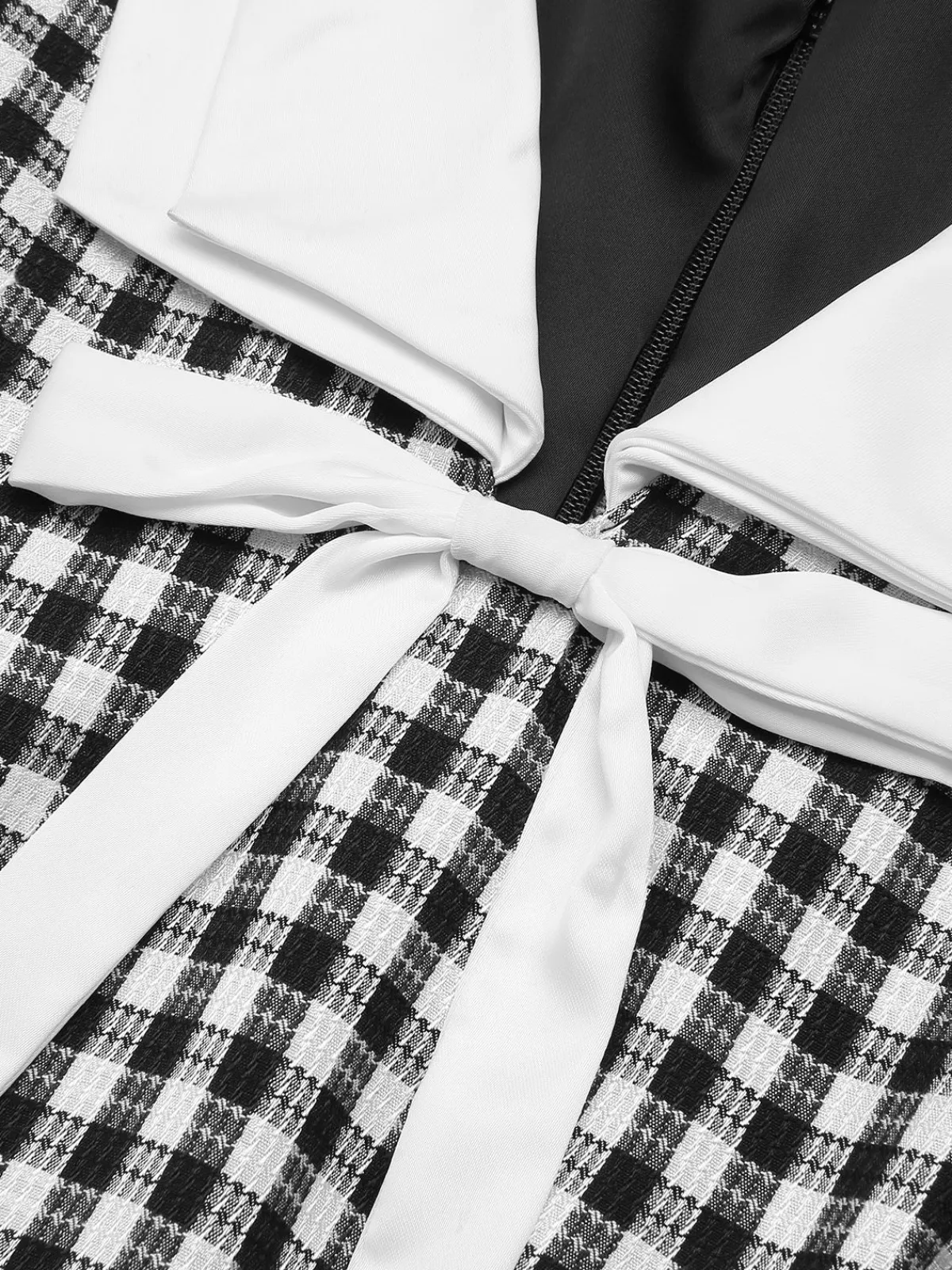 Hot Retro Stage 1960s Acetate Gingham Plaid Shift Dress Black