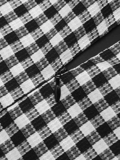 Hot Retro Stage 1960s Acetate Gingham Plaid Shift Dress Black