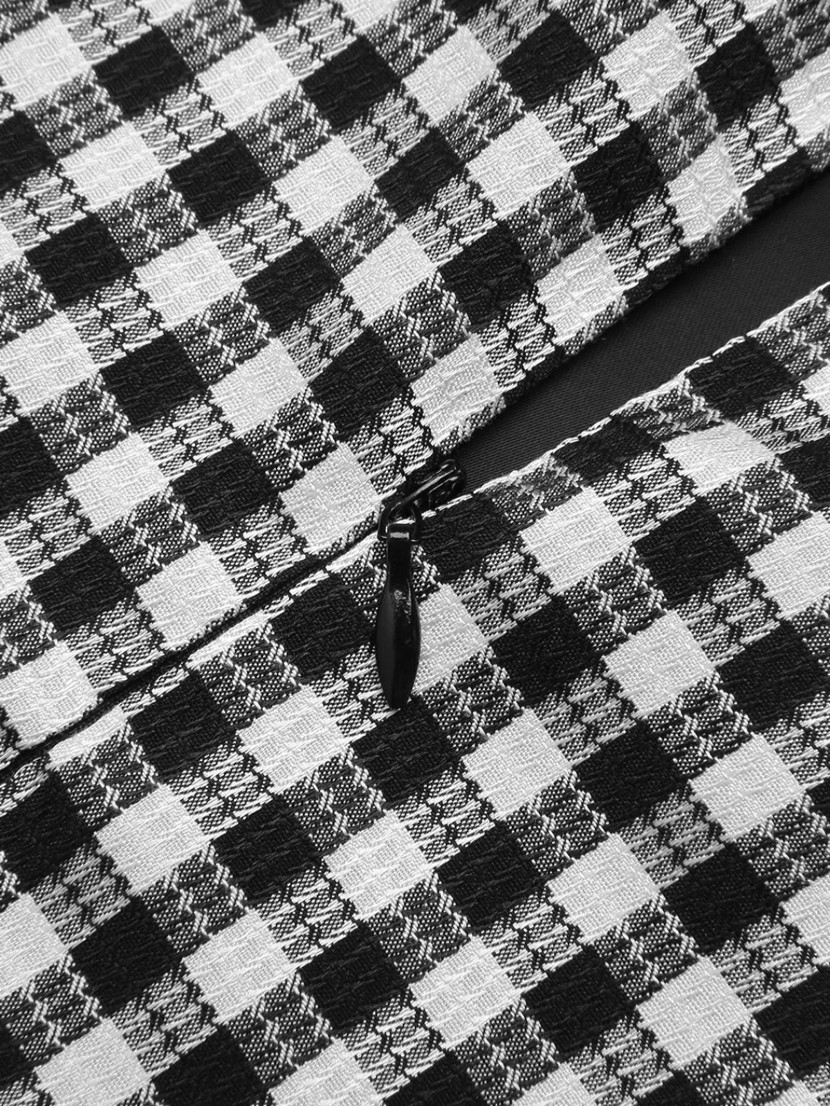 Hot Retro Stage 1960s Acetate Gingham Plaid Shift Dress Black