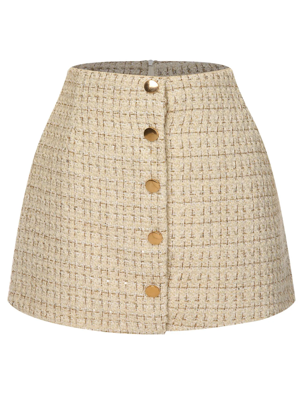 Fashion Retro Stage 1960s A-Line Button Solid Skirt