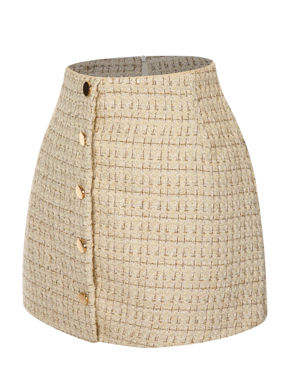 Fashion Retro Stage 1960s A-Line Button Solid Skirt