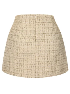 Fashion Retro Stage 1960s A-Line Button Solid Skirt