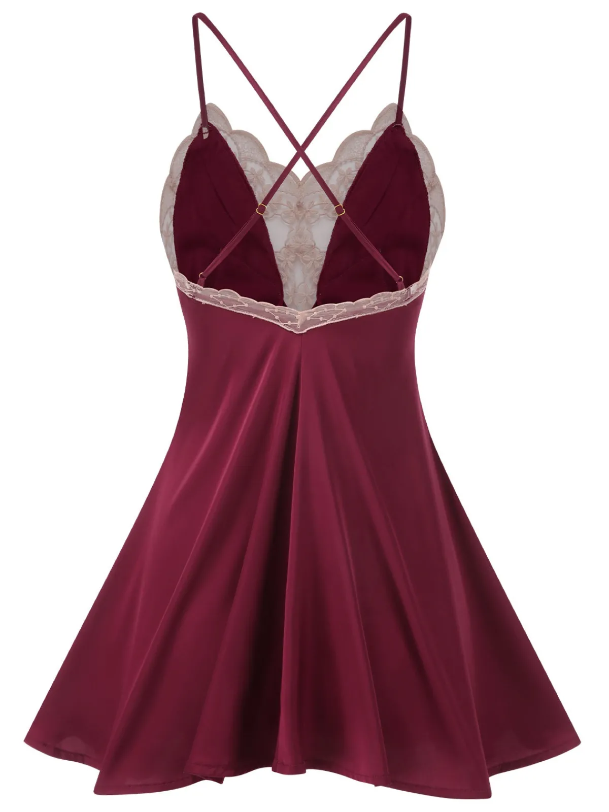 Discount Retro Stage 1950s Back Straps Lace Satin Nightdress