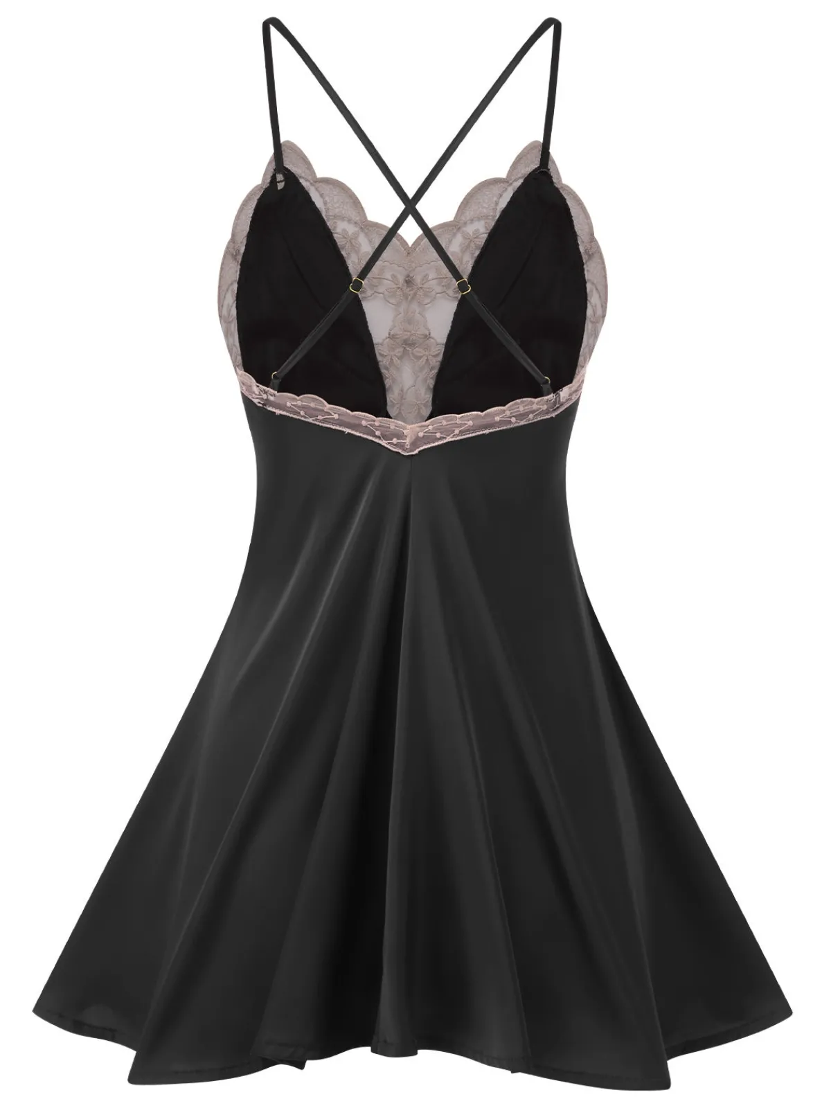 Discount Retro Stage 1950s Back Straps Lace Satin Nightdress