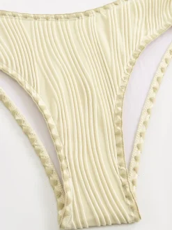 Clearance Retro Stage 1950s Bandeau Sand-Ripple Jeweled Starfish Bikini Set Beige