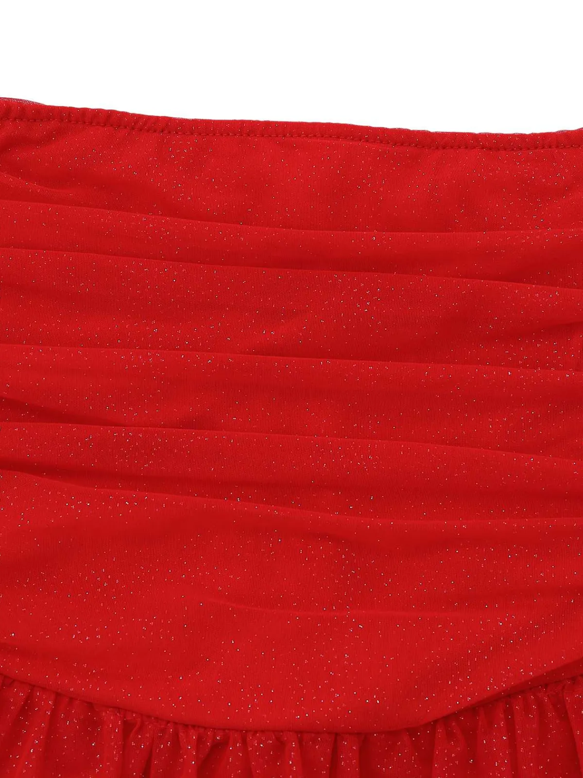 Discount Retro Stage 1950s Bandeau Solid Glitter Back Bow Skater Dress