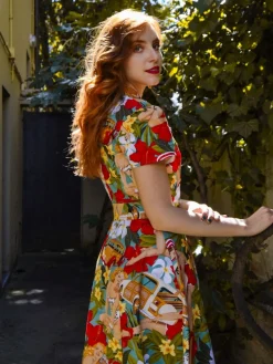 Best Retro Stage 1950s Bikini Girls Swing Dress Multi