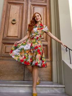 Best Retro Stage 1950s Bikini Girls Swing Dress Multi
