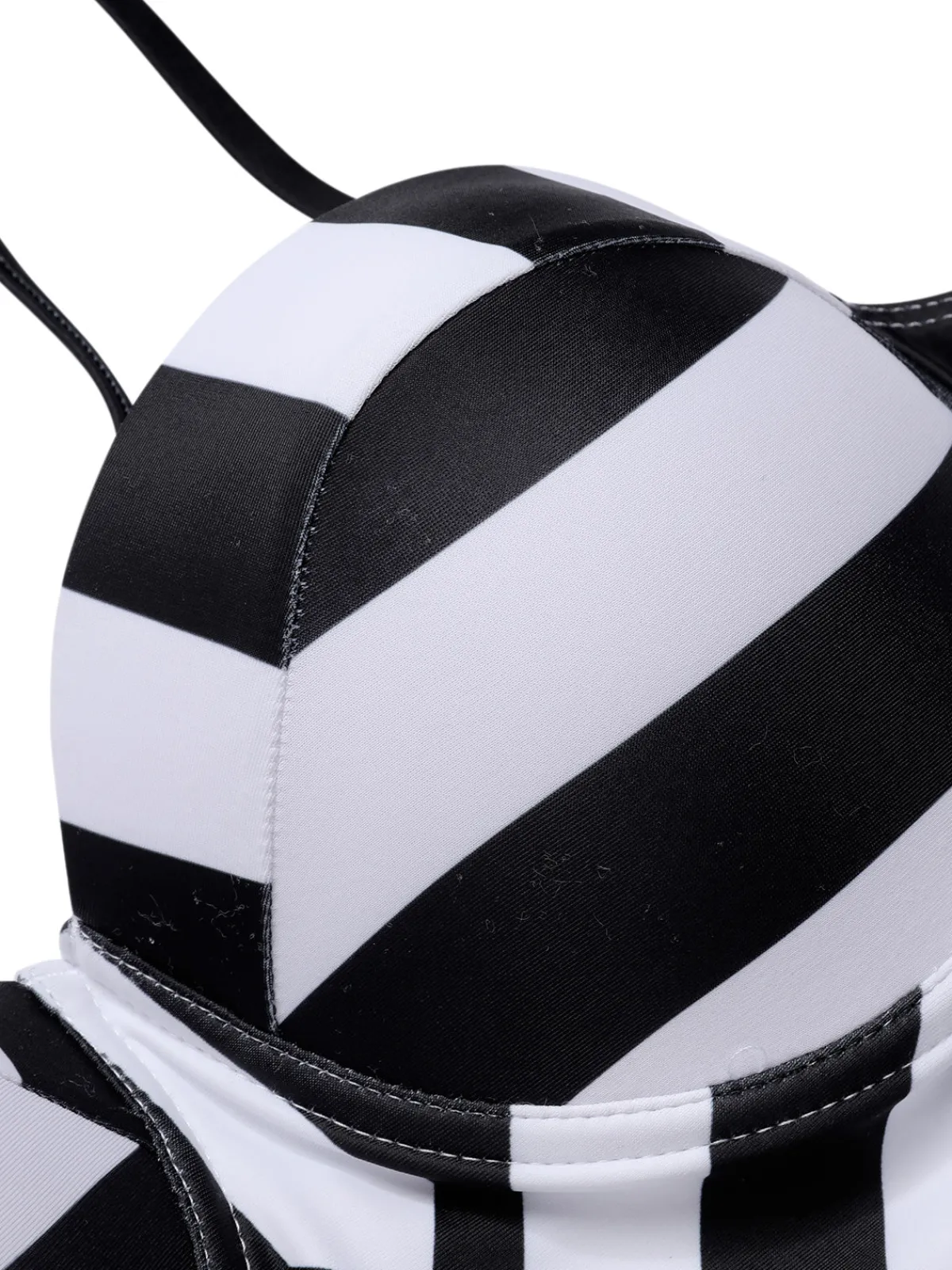 Hot Retro Stage 1960s Black White Contrast Stripes Swimsuit Black & White