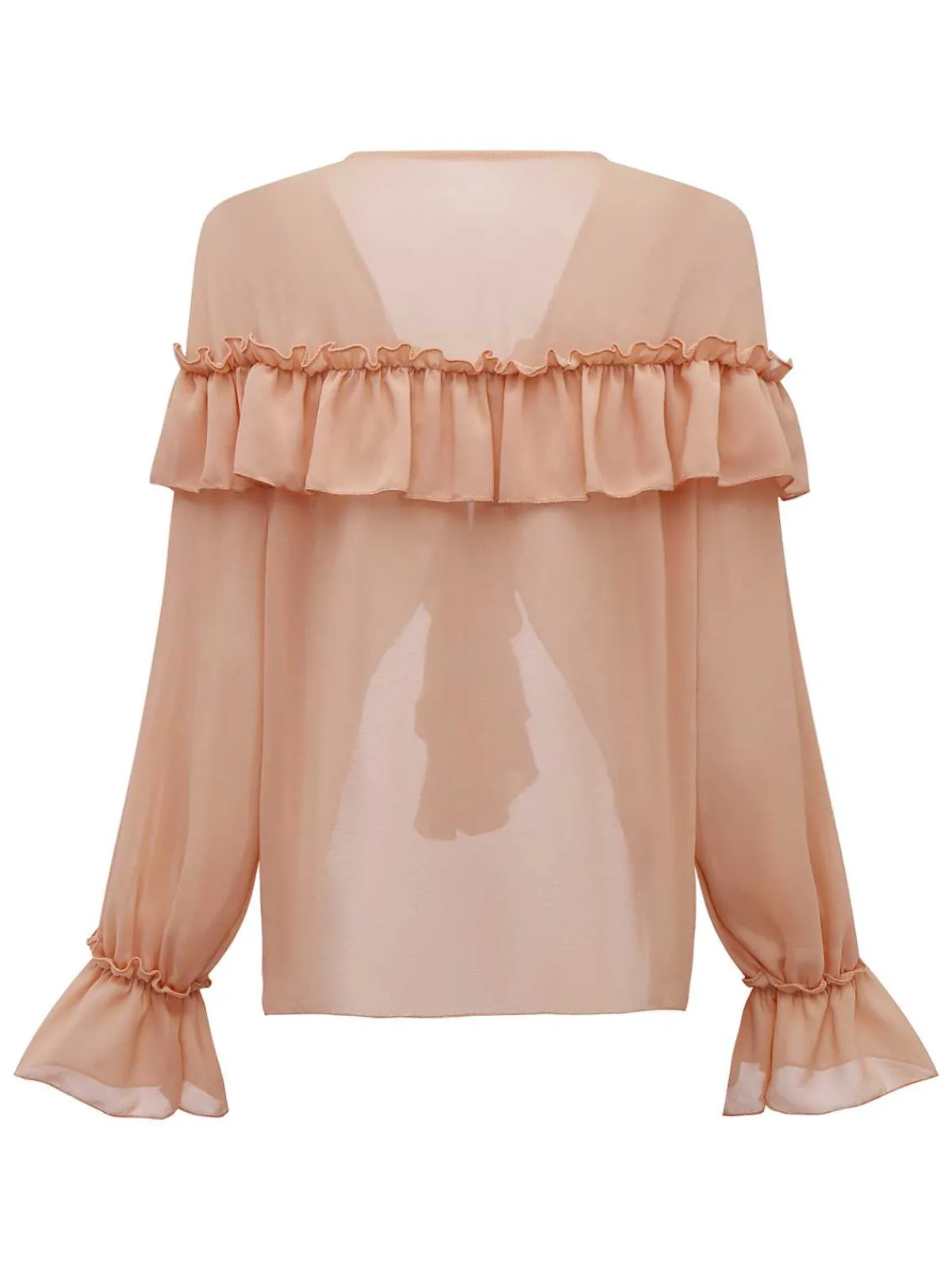 Discount Retro Stage 1970s Boho Cascading Ruffles Solid Blouse