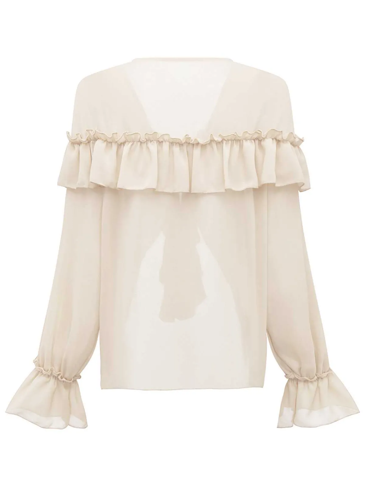 Discount Retro Stage 1970s Boho Cascading Ruffles Solid Blouse