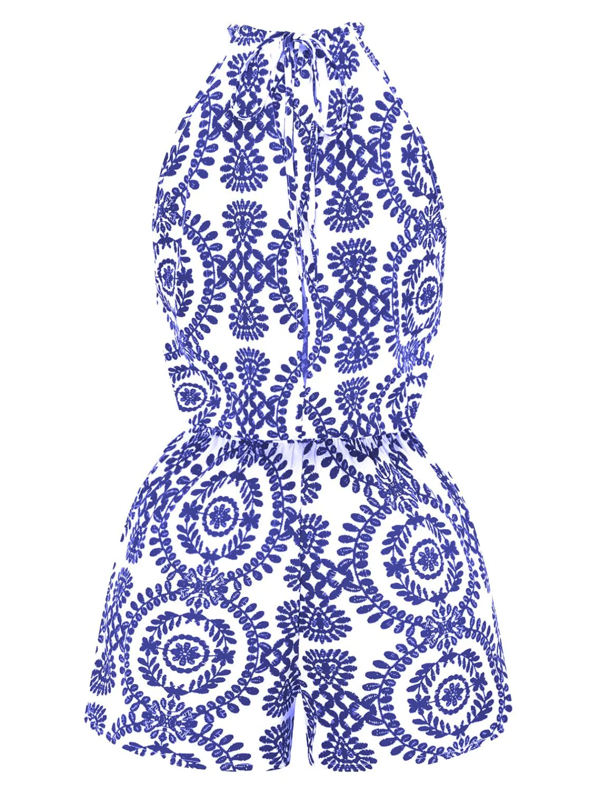 Online Retro Stage 1970s Boho Irregular Print Romper