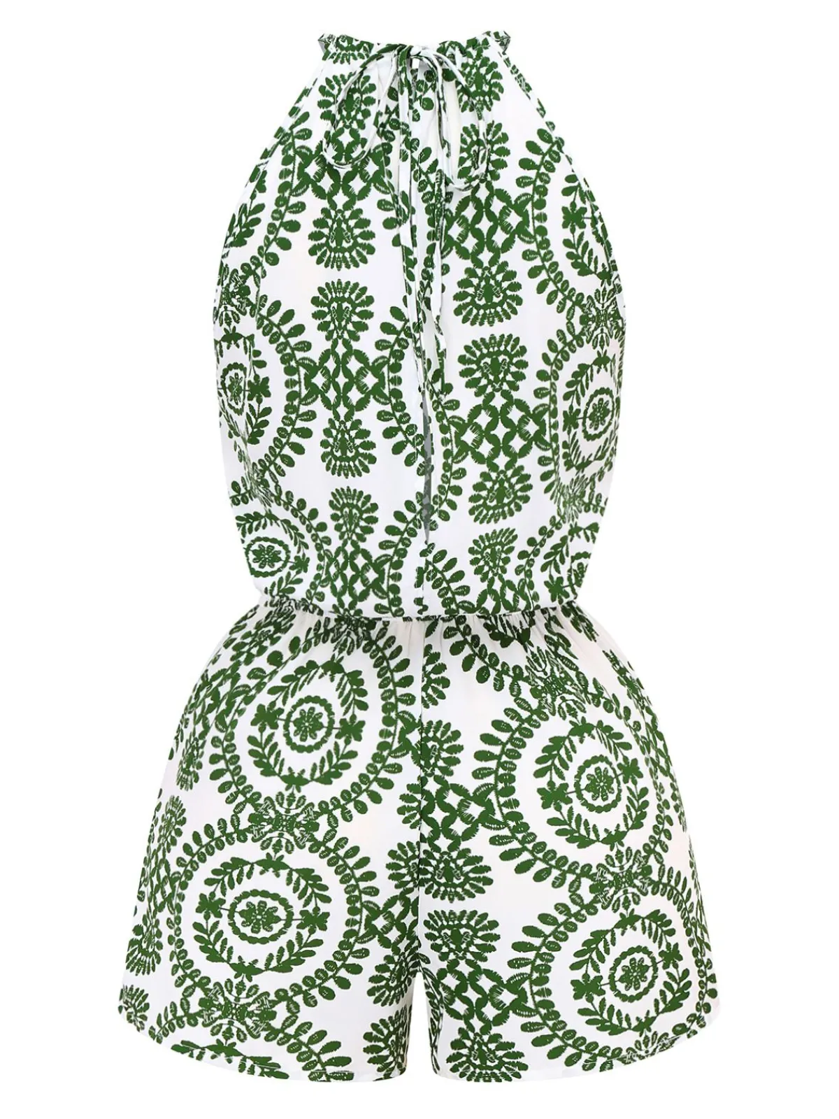 Online Retro Stage 1970s Boho Irregular Print Romper