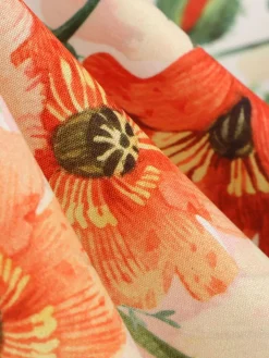Fashion Retro Stage 1950s Botanical Print Strap High Waist Dress