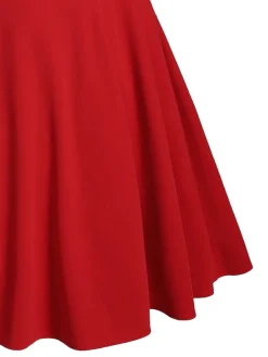 Clearance Retro Stage 1950s Bow Cold Shoulder Swing Dress