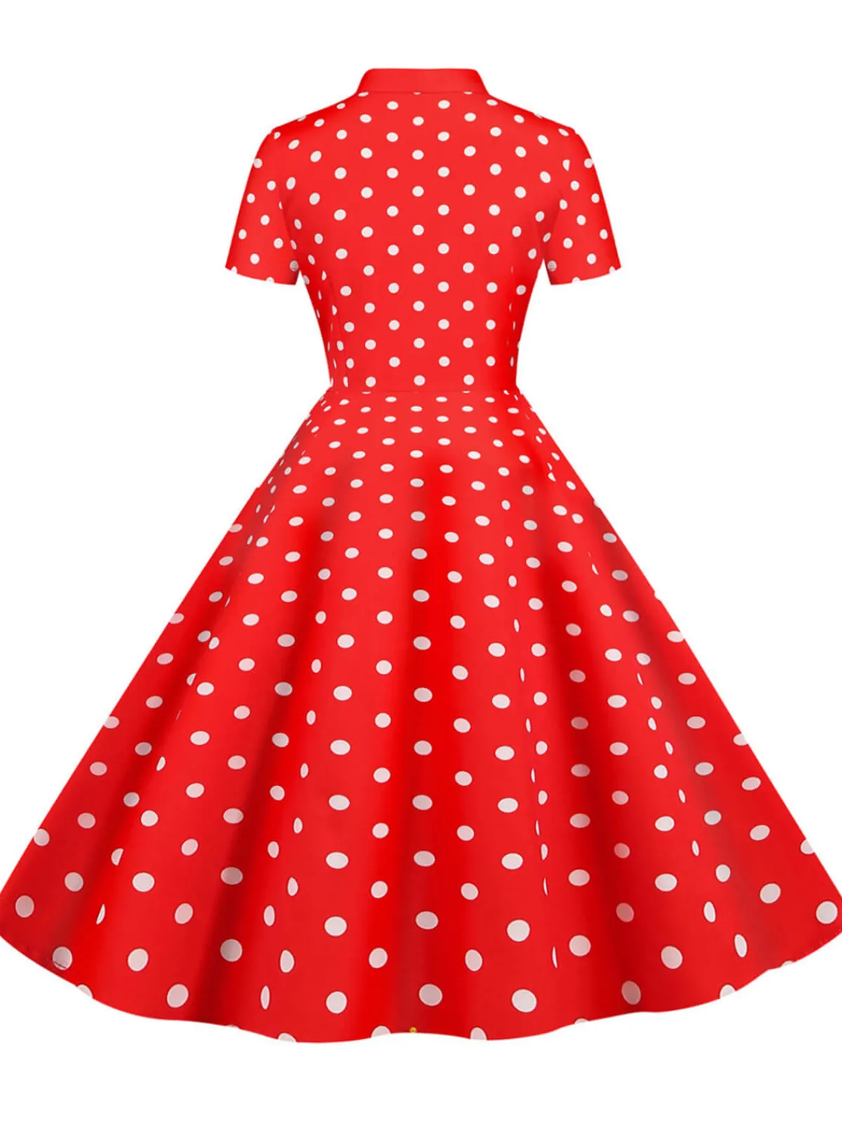 Outlet Retro Stage 1950s Bow Collar Striped Dots Swing Dress