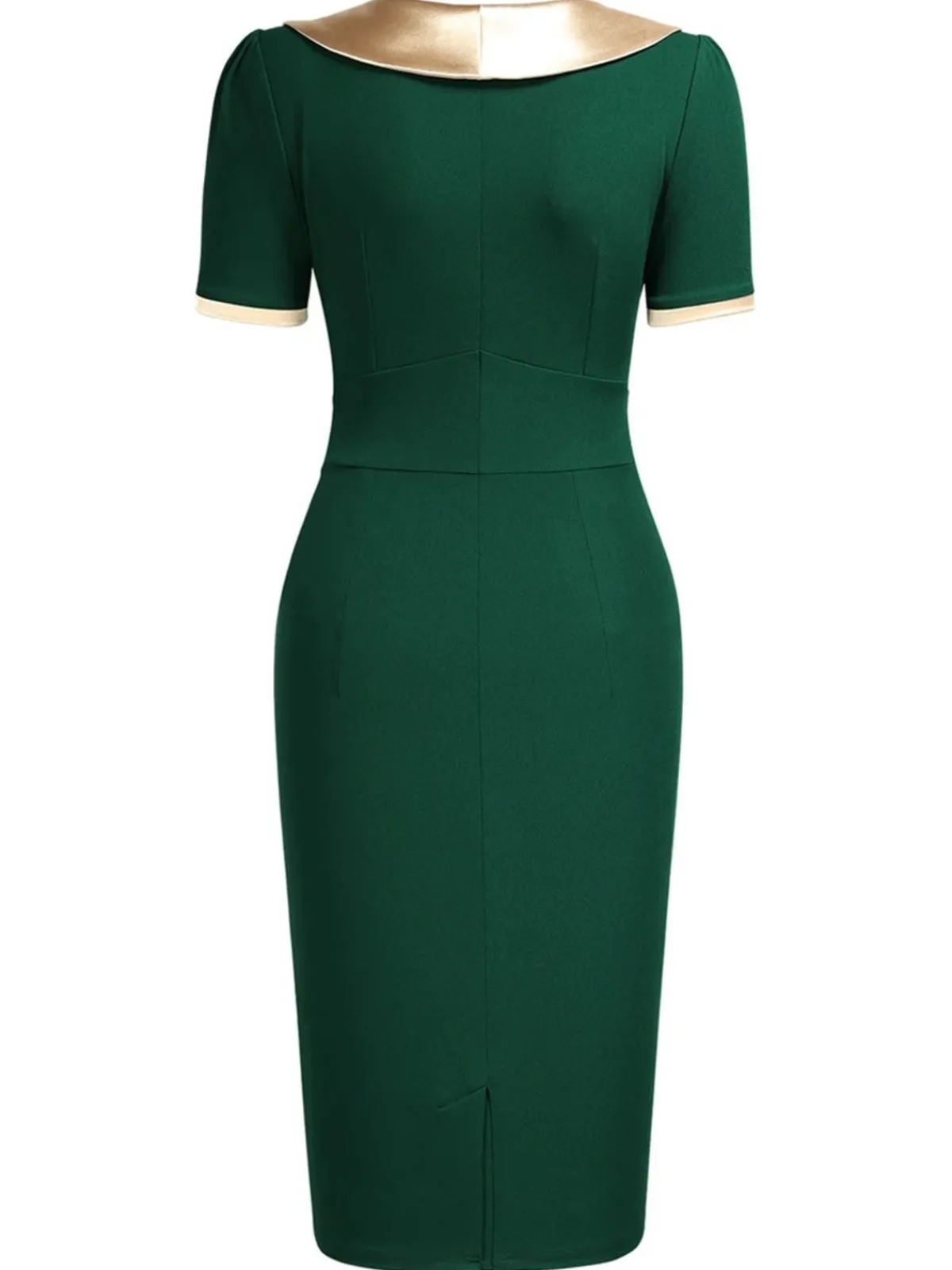 Outlet Retro Stage 1960s Bow Patchwork Bodycon Dress Green