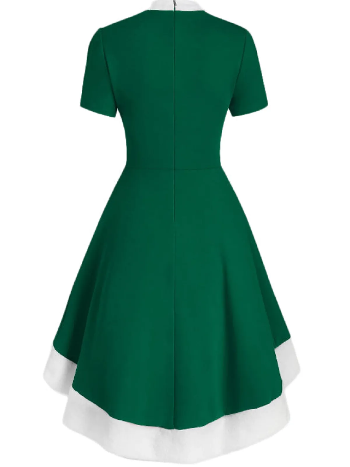 Sale Retro Stage 1950s Bowknot Collar Swing Dress Green