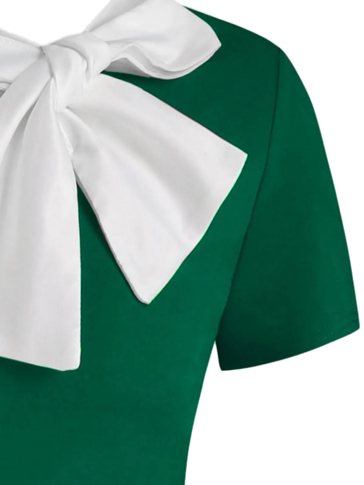 Sale Retro Stage 1950s Bowknot Collar Swing Dress Green