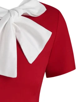 Discount Retro Stage 1950s Bowknot Collar Swing Dress Red