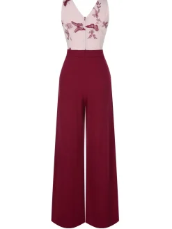 Discount Retro Stage 1930s Butterfly Button Patchwork Jumpsuit