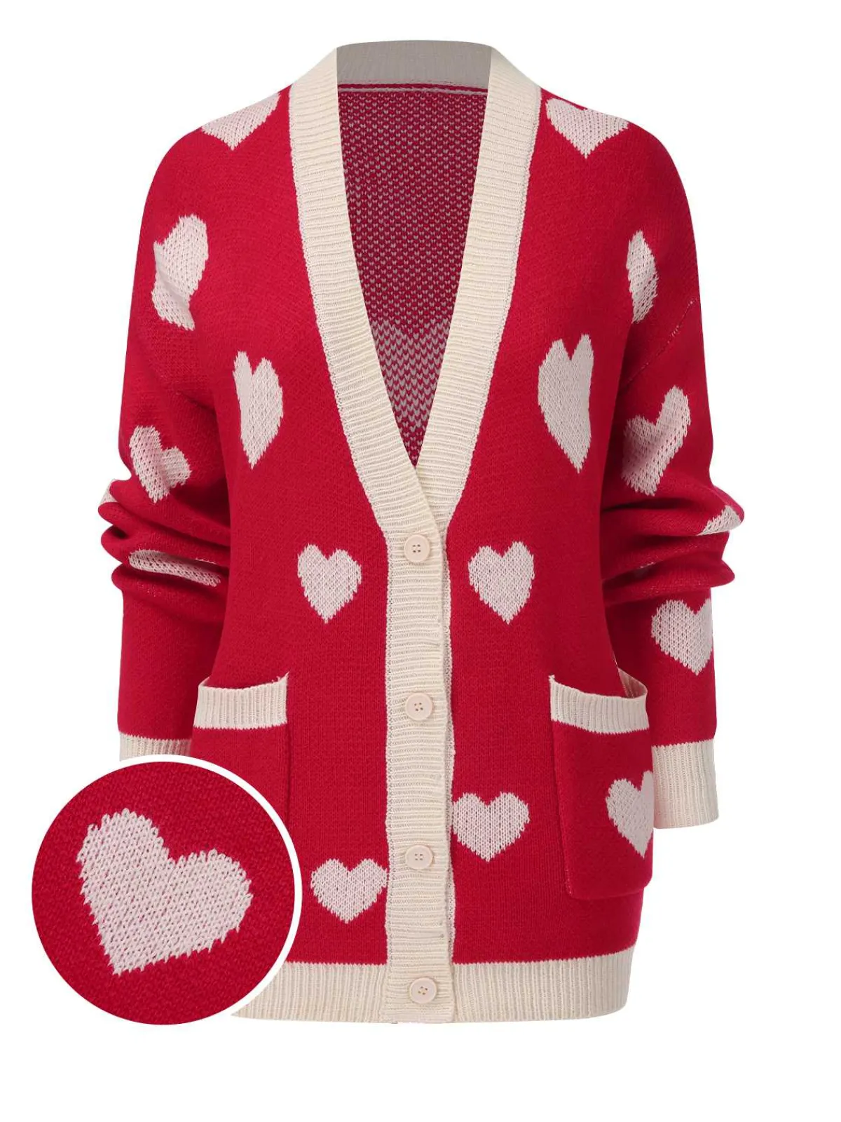 Outlet Retro Stage 1950s Button Heart Dot Knitted Cardigan