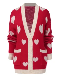 Outlet Retro Stage 1950s Button Heart Dot Knitted Cardigan