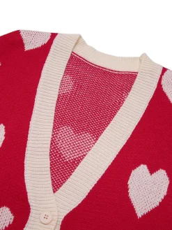 Outlet Retro Stage 1950s Button Heart Dot Knitted Cardigan