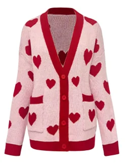Outlet Retro Stage 1950s Button Heart Dot Knitted Cardigan