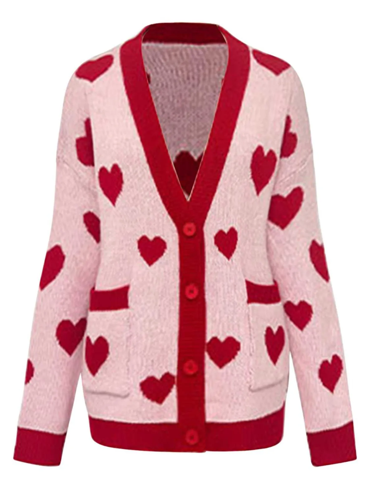 Outlet Retro Stage 1950s Button Heart Dot Knitted Cardigan