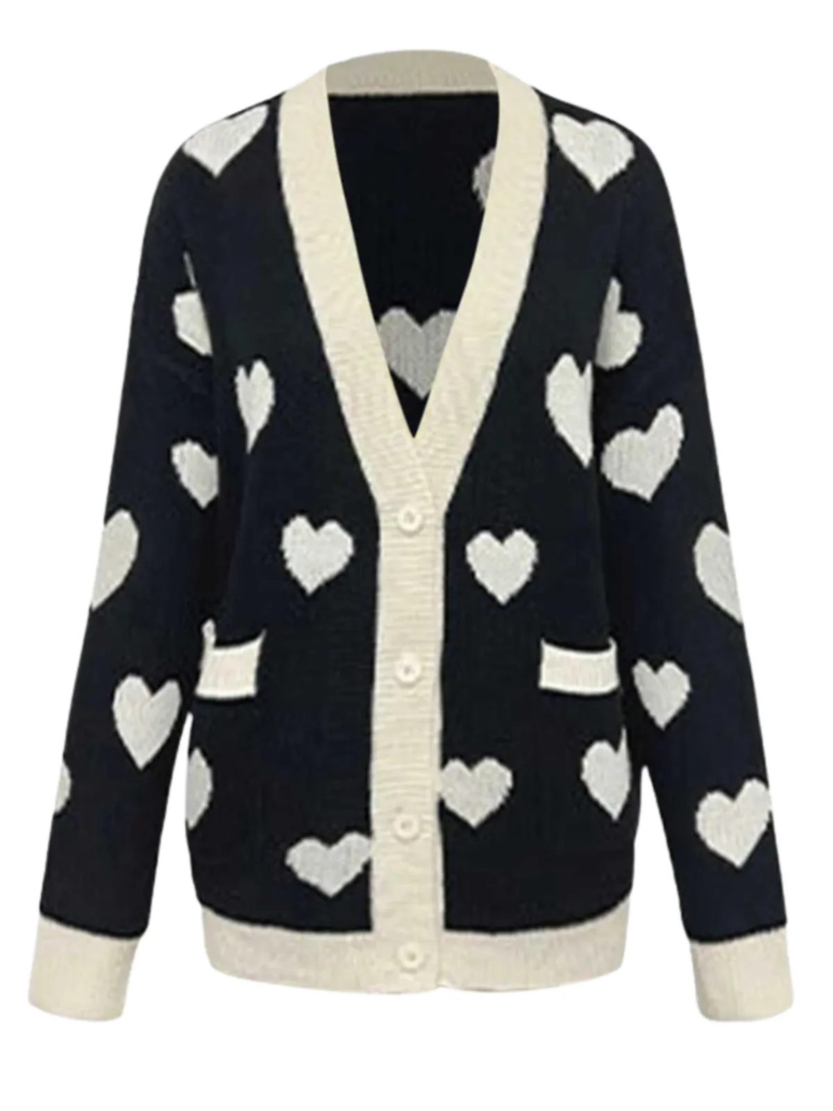 Outlet Retro Stage 1950s Button Heart Dot Knitted Cardigan