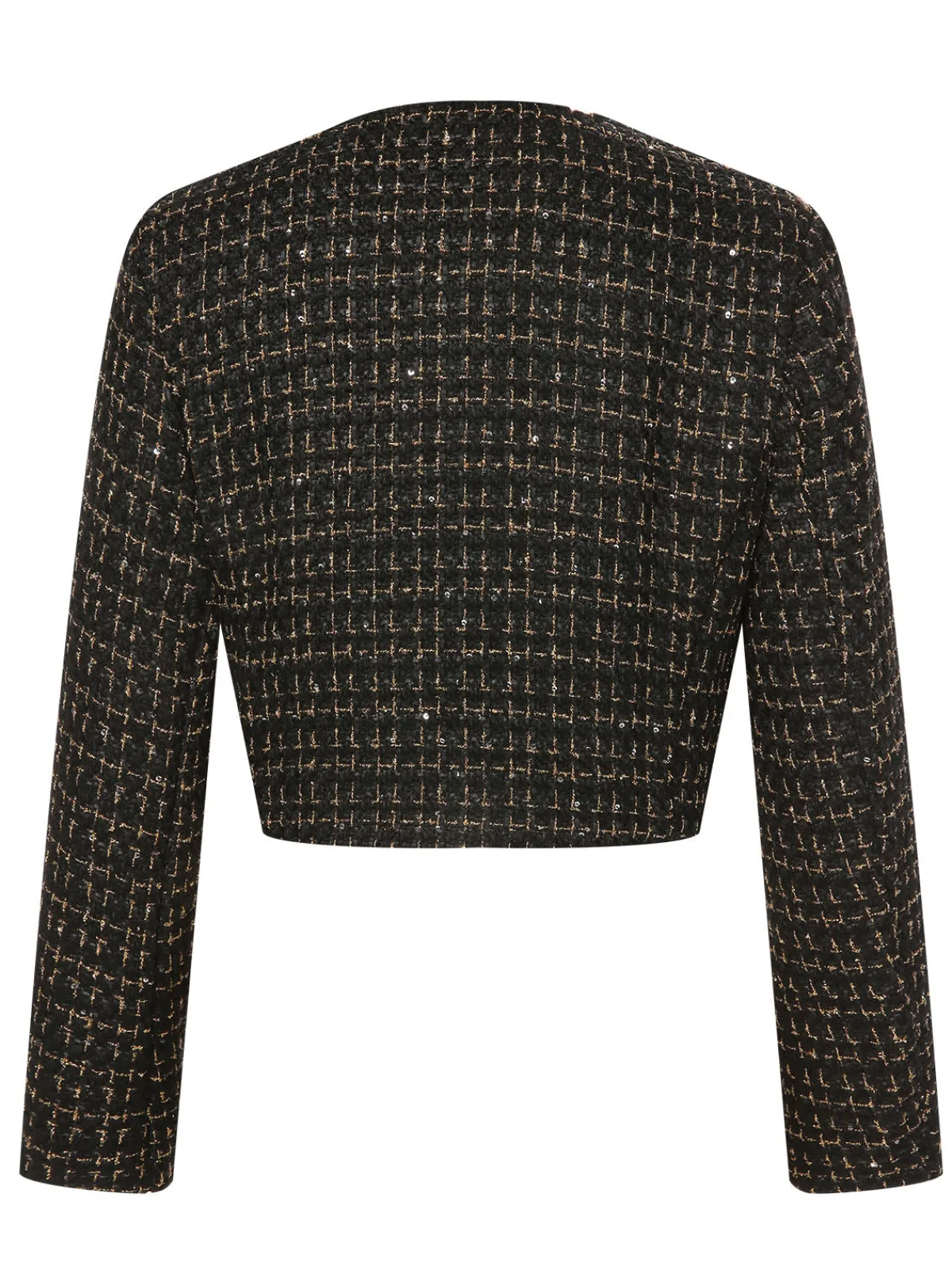 Clearance Retro Stage 1960s Button Tweed Long Sleeve Cropped Coat