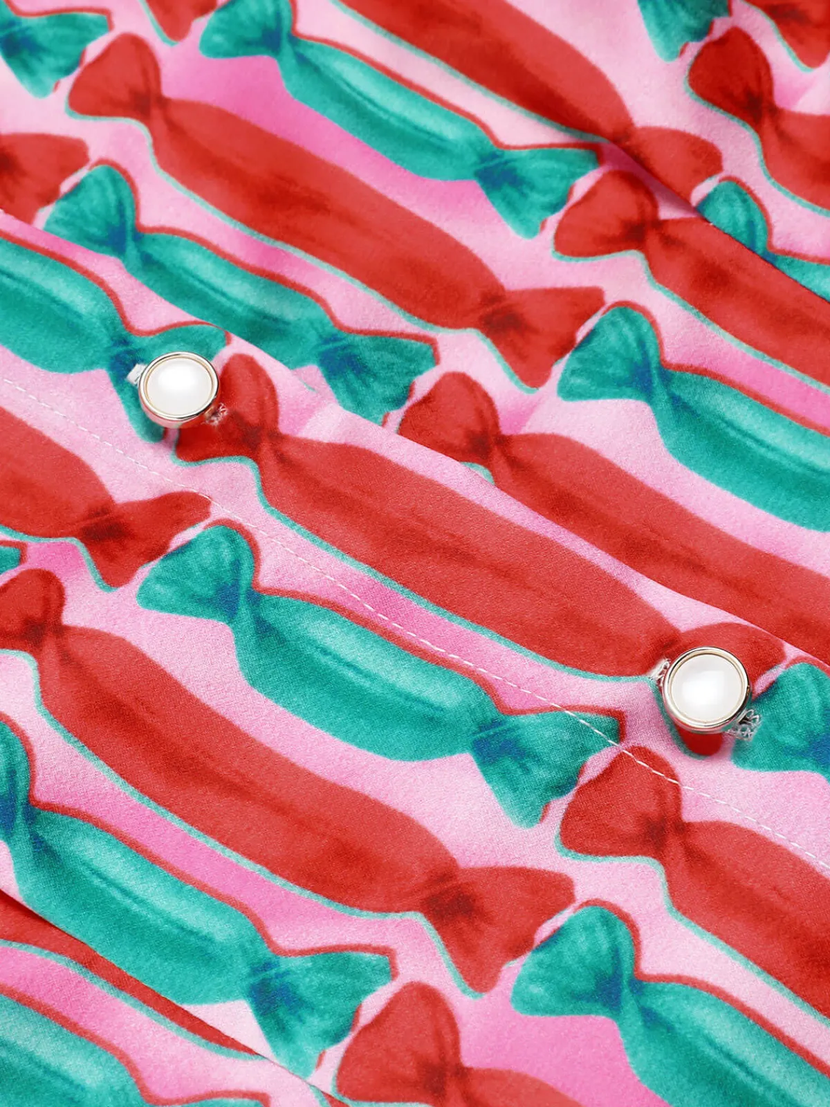 New Retro Stage 1950s Candy Tie-Up Collar Buttons Blouse Pink