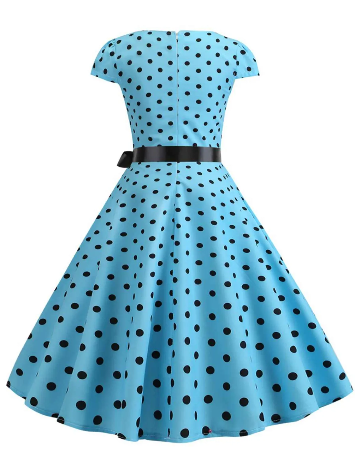Hot Retro Stage 1950s Cap Sleeve Polka Dot Belted Dress