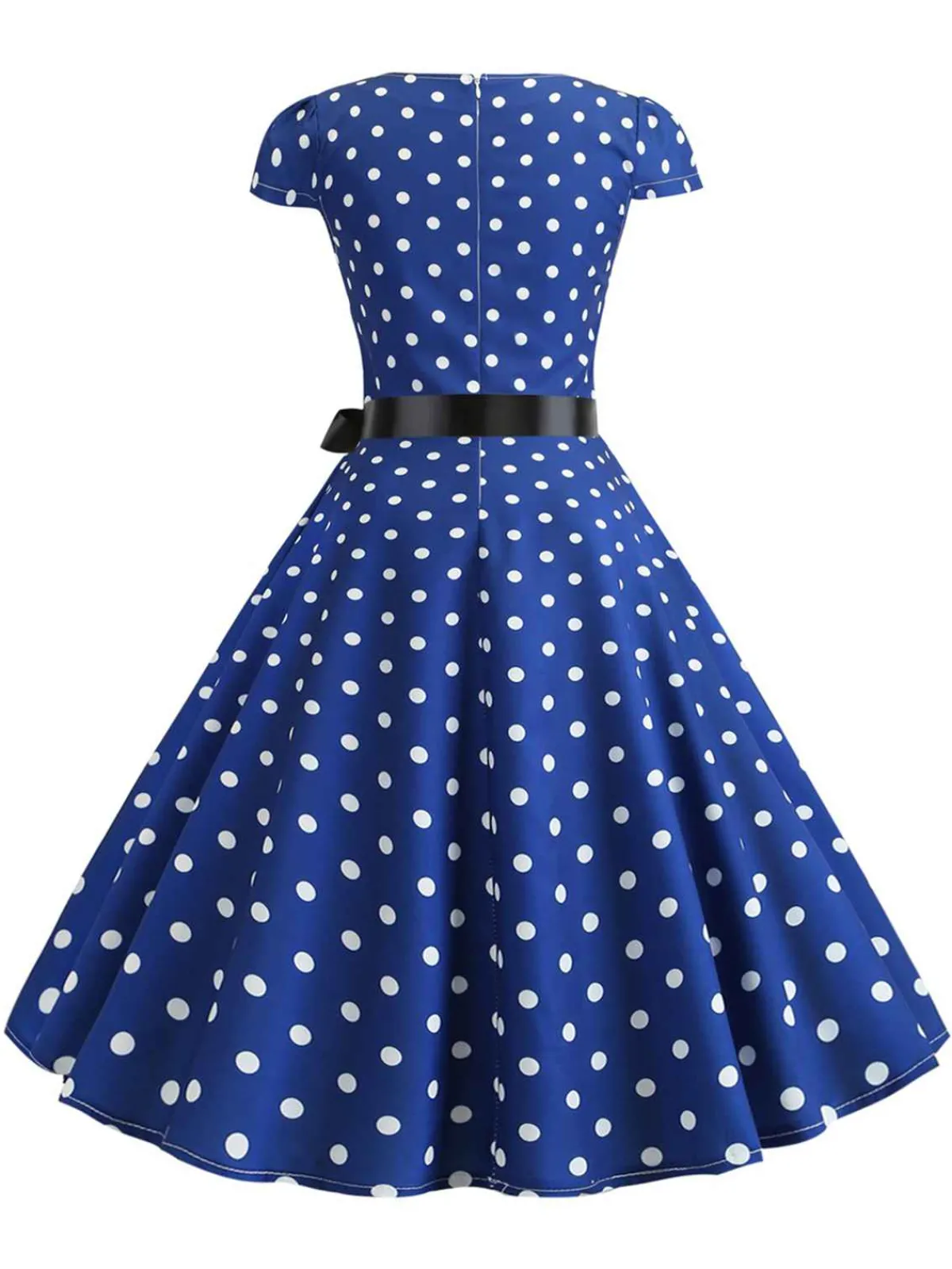 Hot Retro Stage 1950s Cap Sleeve Polka Dot Belted Dress