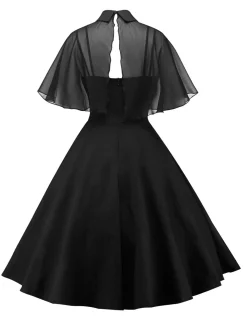 Fashion Retro Stage 1950s Cape Patchwork Swing Dress