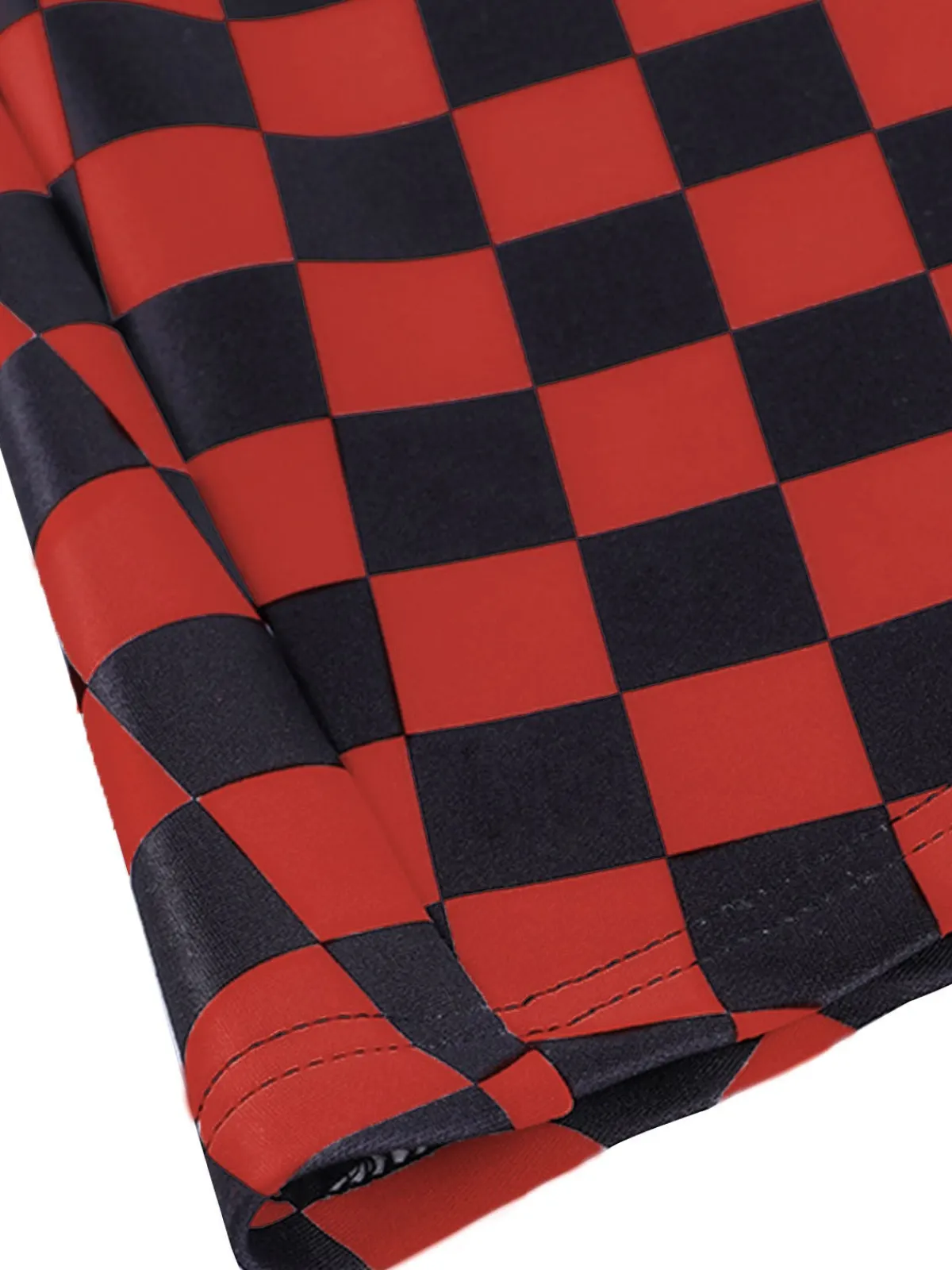 Hot Retro Stage 1970s Checks Plaid Ruched Patchwork Skirt