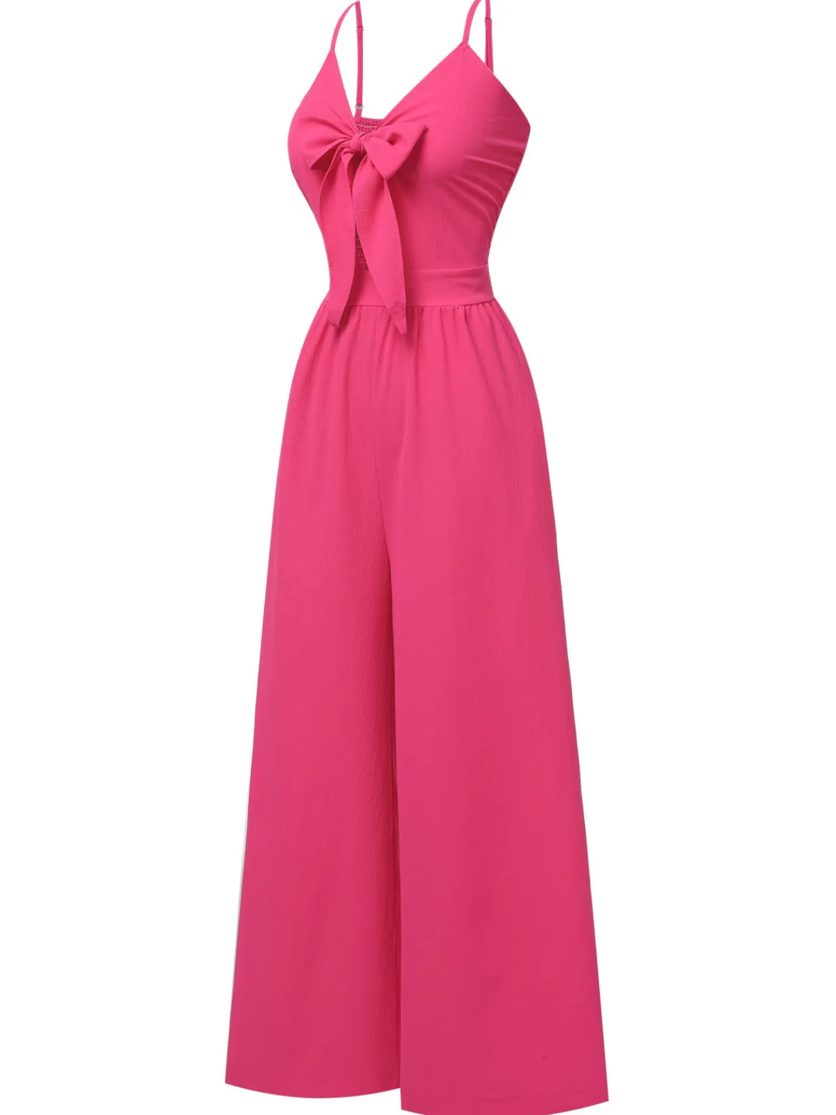 Hot Retro Stage 1950s Chest Bow Spaghetti Strap Jumpsuit