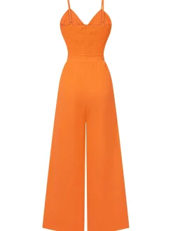 Hot Retro Stage 1950s Chest Bow Spaghetti Strap Jumpsuit