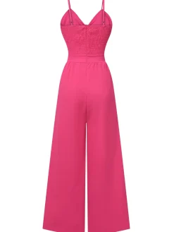 Hot Retro Stage 1950s Chest Bow Spaghetti Strap Jumpsuit