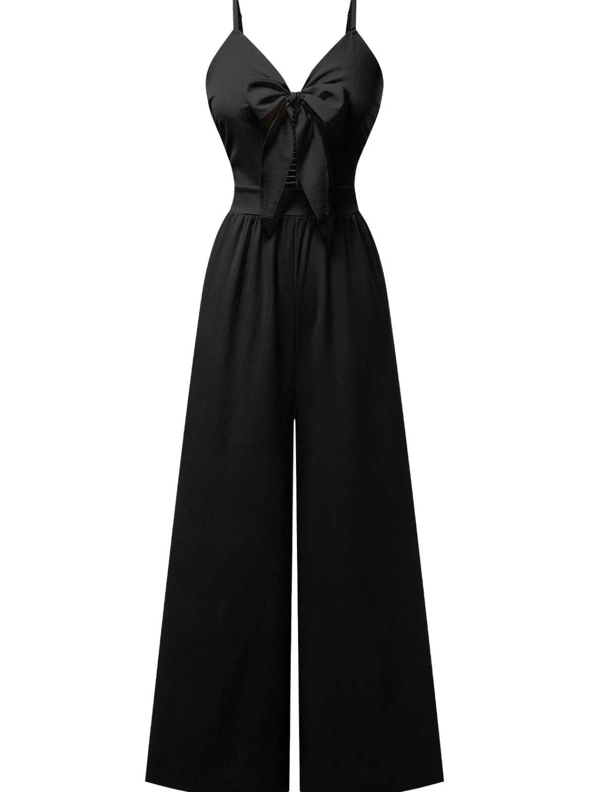Hot Retro Stage 1950s Chest Bow Spaghetti Strap Jumpsuit