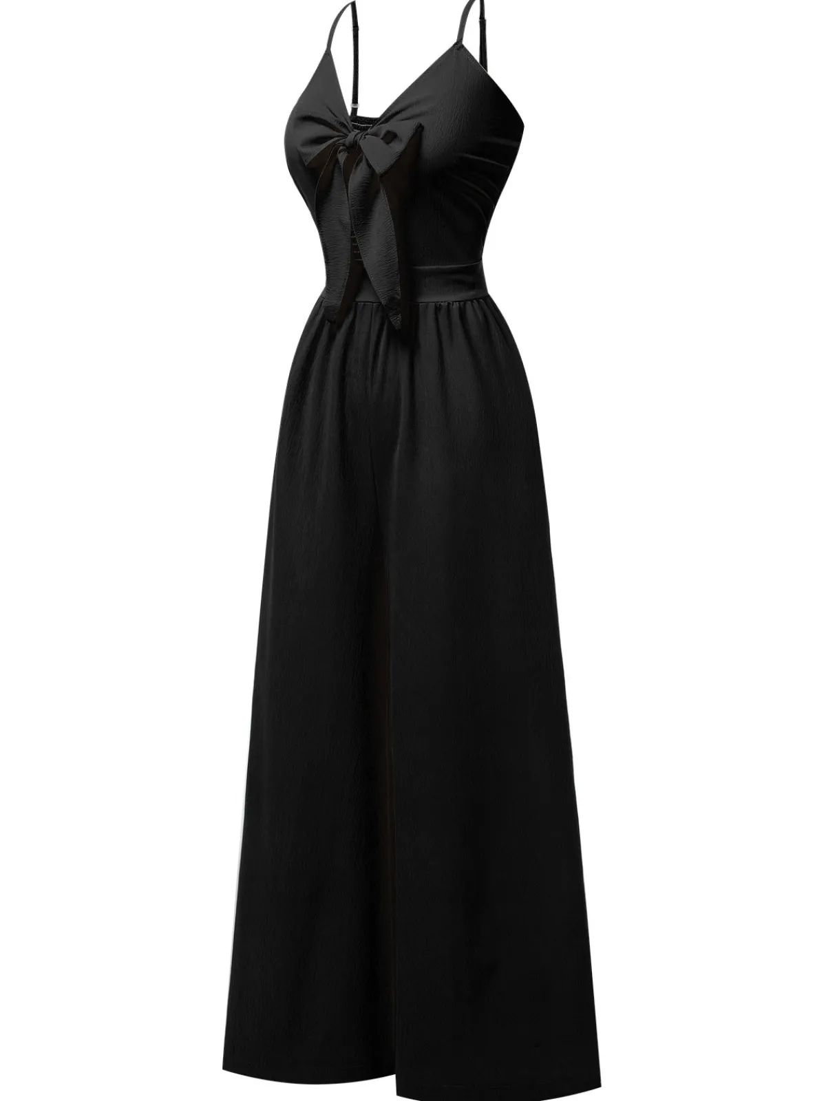 Hot Retro Stage 1950s Chest Bow Spaghetti Strap Jumpsuit