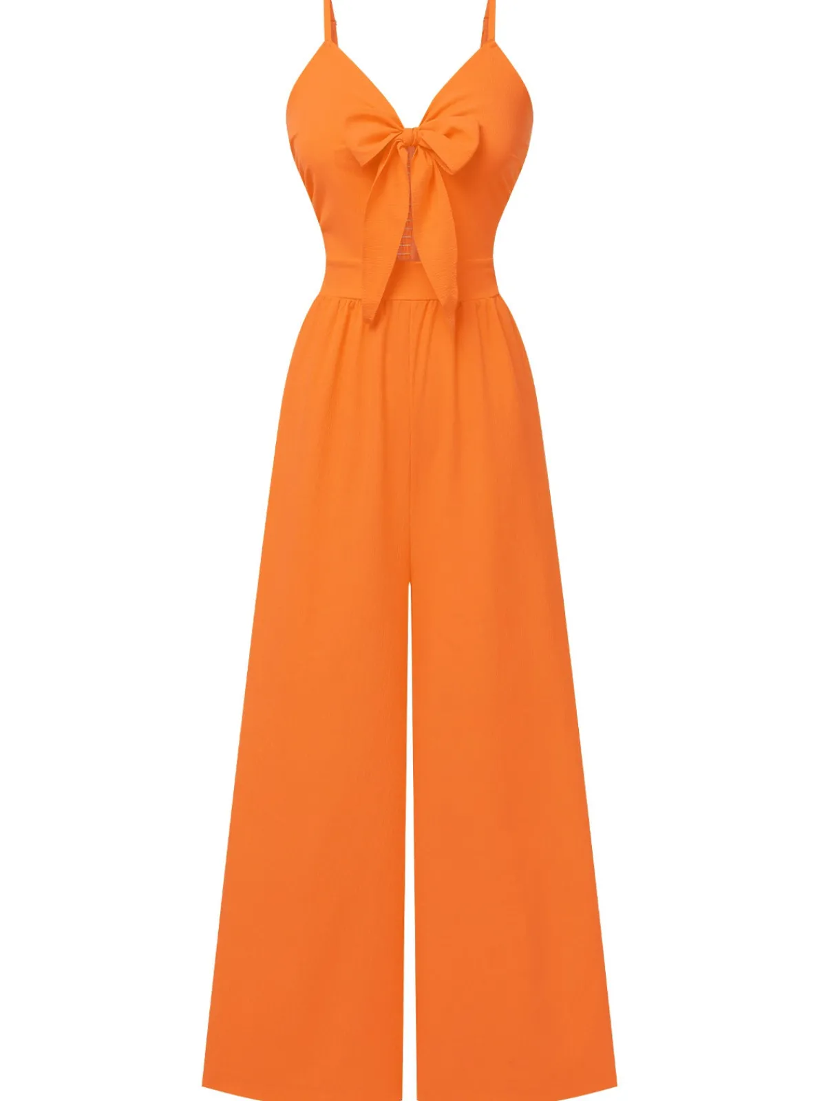 Hot Retro Stage 1950s Chest Bow Spaghetti Strap Jumpsuit