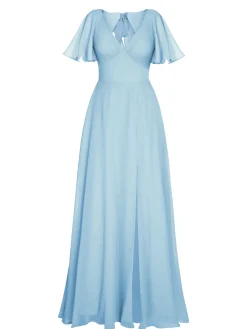 Discount Retro Stage 1950s Chiffon V-Neck Solid Vintage Dress