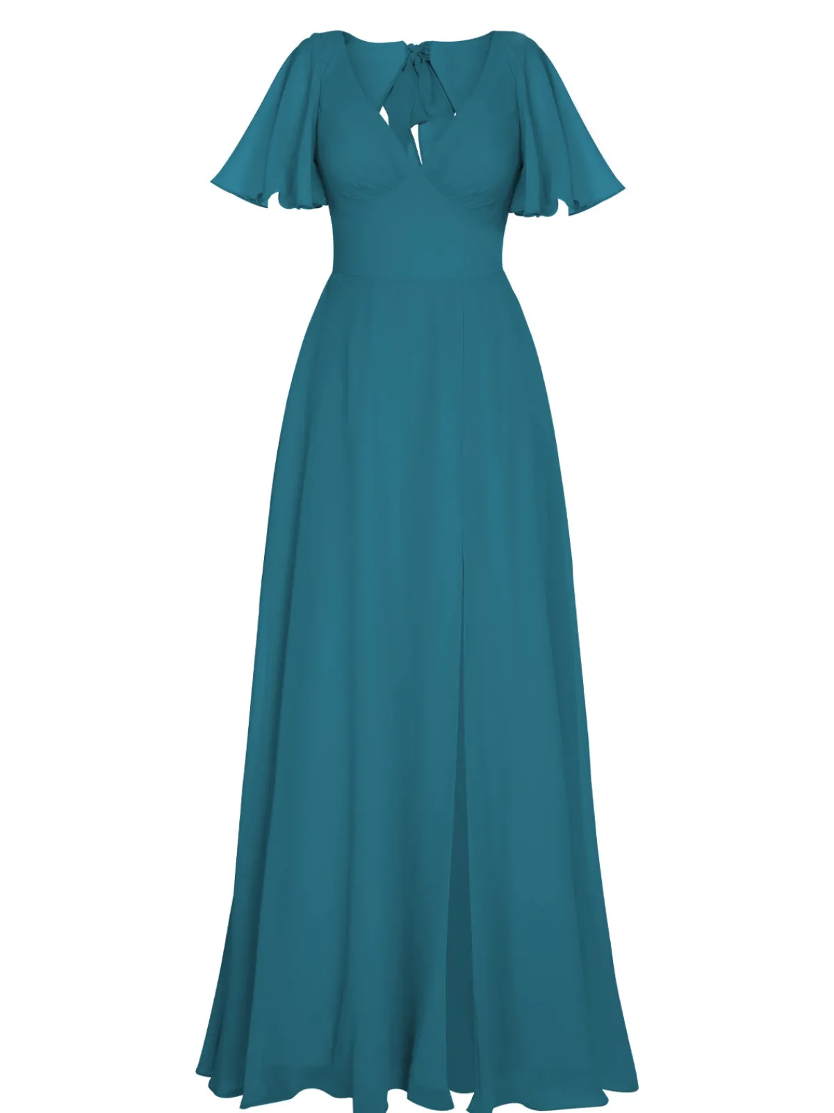Discount Retro Stage 1950s Chiffon V-Neck Solid Vintage Dress
