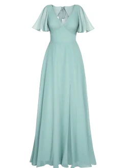 Discount Retro Stage 1950s Chiffon V-Neck Solid Vintage Dress