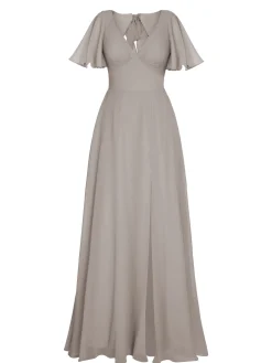 Discount Retro Stage 1950s Chiffon V-Neck Solid Vintage Dress