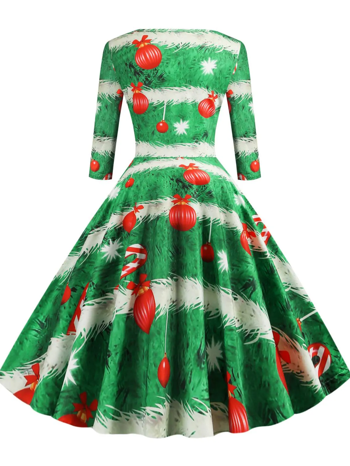Discount Retro Stage 1950s Christmas Crew Neck Half Sleeve Dress