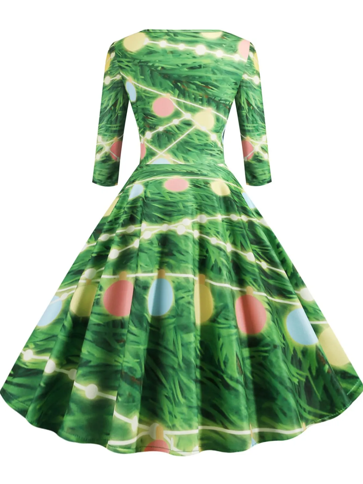 Discount Retro Stage 1950s Christmas Crew Neck Half Sleeve Dress