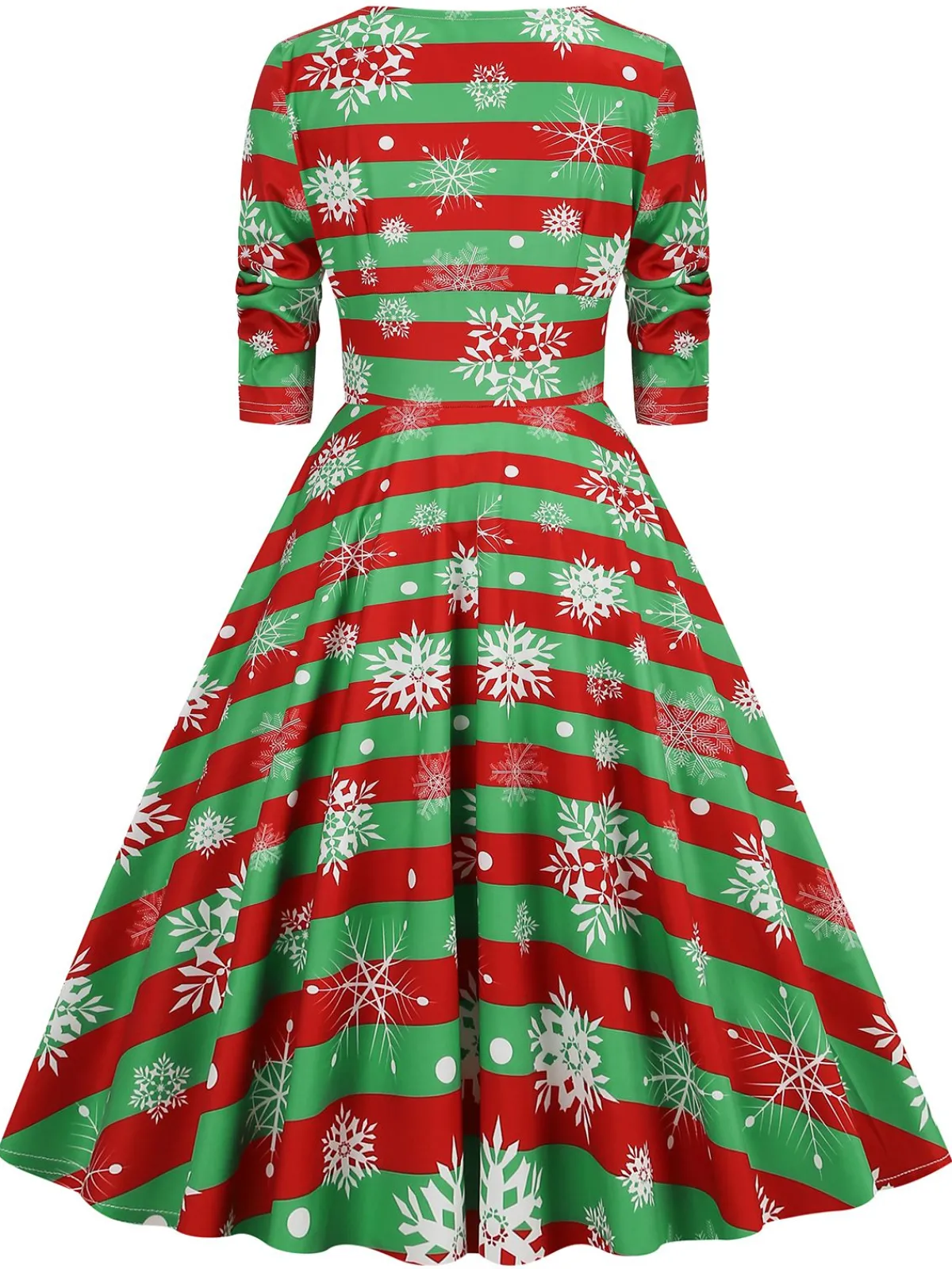 Clearance Retro Stage 1950s Christmas Patchwork V-neck Dress
